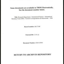 Research Department - International Section - International Monetary Fund (IMF) - General Correspondence & Memoranda - 1944