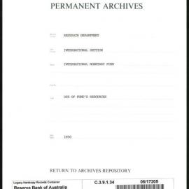Research Department - International Section - International Monetary Fund (IMF) - Use of Fund's Resources - 1950