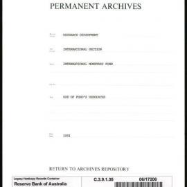 Research Department - International Section - International Monetary Fund (IMF) - Use of Fund's Resources - 1951