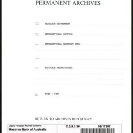 Research Department - International Section - International Monetary Fund (IMF) - Exchange Restrictions - 1948 - 1951