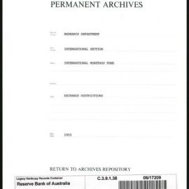 Research Department - International Section - International Monetary Fund (IMF) - Exchange Restrictions - 1953