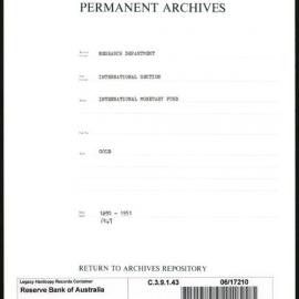 Research Department - International Section - International Monetary Fund (IMF) - Gold - 1949 - 1951