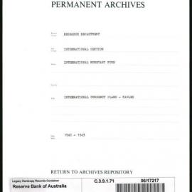 Research Department - International Section - International Monetary Fund (IMF) - International Currency Plans - Cables - 1942 - 1943