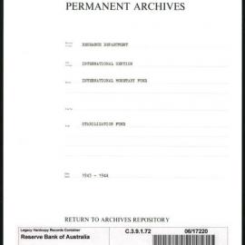Research Department - International Section - International Monetary Fund (IMF) - Stabilization Fund - 1943 - 1944