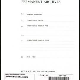 Research Department - International Section - International Monetary Fund (IMF) - International Clearing Union - 1942 - 1943