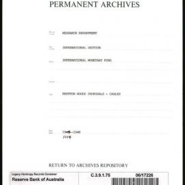 Research Department - International Section - International Monetary Fund (IMF) - Bretton Woods Proposals - Cables - 1944 - 1948
