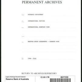 Research Department - International Section - International Monetary Fund (IMF) - Bretton Woods Agreements - Agendum 669E - 1944 - 1946