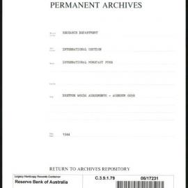 Research Department - International Section - International Monetary Fund (IMF) - Bretton Woods Agreements - Agendum - 669E - 1944