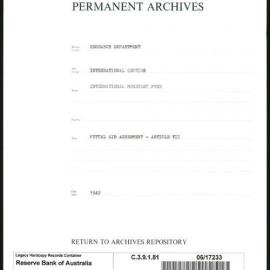 Research Department - International Section - International Monetary Fund (IMF) - Mutual Aid Agreement - Article VII - 1942