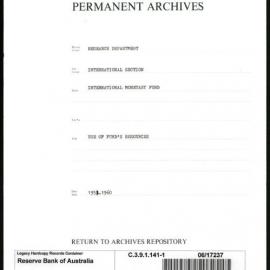 Research Department - International Section - International Monetary Fund (IMF) - Use of Fund's Resources - File 1 - 1951 - 1960