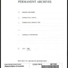 Research Department - International Section - International Monetary Fund (IMF) - Australia's Repurchases - File 4 - 1952 - 1959