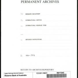 Research Department - International Section - International Monetary Fund (IMF) - Exchange Restrictions - File 1 - 1954 - 1956