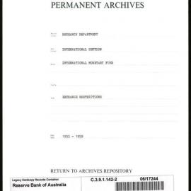 Research Department - International Section - International Monetary Fund (IMF) - Exchange Restrictions - File 2 - 1955 - 1959