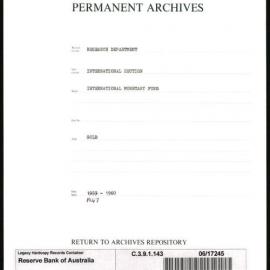 Research Department - International Section - International Monetary Fund (IMF) - Gold - 1947 - 1960