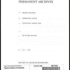 Research Department - International Section - International Monetary Fund (IMF) - Use of Fund's Resources - 1961 - 1965