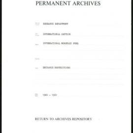 Research Department - International Section - International Monetary Fund (IMF) - Exchange Restrictions - 1960 - 1961
