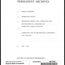 Research Department - International Section - International Monetary Fund, International Bank for Reconstruction & Development - File 1 - Loan Operations - 1950 - 1959