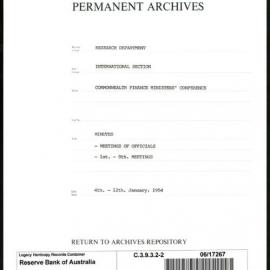 Research Department - International Section - Commonwealth Finance Ministers' Conference - File 2 - Minutes - Meetings of Officials - 1-8th Meetings - 4/1/1954 - 12/1/1954