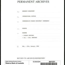 Research Department - International Section - Commonwealth Finance Ministers' Conference - File 4 - Minutes - Plenary Meetings - 1st-11th Meetings - 8/1/1954 - 15/1/1954