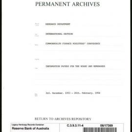 Research Department - International Section - Commonwealth Finance Ministers' Conference - Commonwealth Economic Conference - File 4 - Information Papers for the Board and Memoranda - 3/12/1953 - 26/2/1954