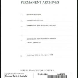 Research Department - International Section - Commonwealth Prime Ministers' Meetings - File 5 - Commonwealth Prime Ministers' Meetings - Final Communique - 13/5/1960 - 6/4/1961