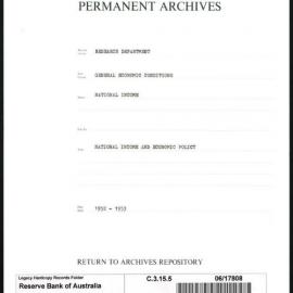 Research Department - General Economic Conditions - National Income - National Income and Economic Policy - 1952 - 1953