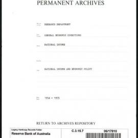 Research Department - General Economic Conditions - National Income - National Income and Economic Policy - 1954 - 1955