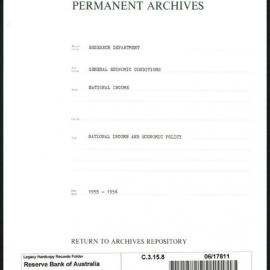 Research Department - General Economic Conditions - National Income - National Income and Economic Policy - 1955 - 1956