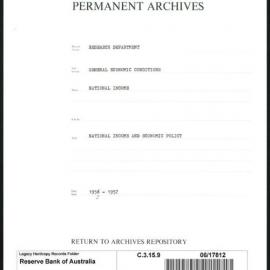 Research Department - General Economic Conditions - National Income - National Income and Economic Policy - 1955 - 1957