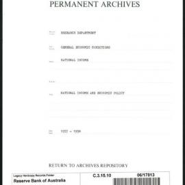Research Department - General Economic Conditions - National Income - National Income and Economic Policy - 1957 - 1958