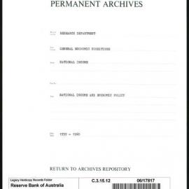 Research Department - General Economic Conditions - National Income - National Income and Economic Policy - 1959 - 1960