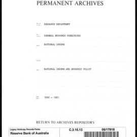 Research Department - General Economic Conditions - National Income - National Income and Economic Policy - 1960 - 1961