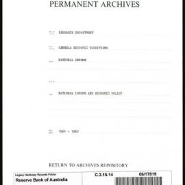 Research Department - General Economic Conditions - National Income - National Income and Economic Policy - 1961 - 1962