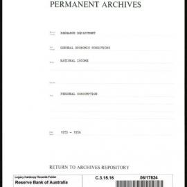Research Department - General Economic Conditions - National Income - Personal Consumption - 1955 - 1956