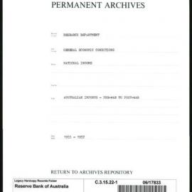 Research Department - General Economic Conditions - National Income - Australian Imports - Pre-war to Post-war - File 1 - 1955 - 1957