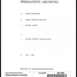 Research Department - General Economic Conditions - National Income - National Income in Constant Prices - 1952 - 1959