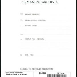 Research Department - General Economic Conditions - National Income - Monetary Flow - Memoranda - 1955 - 1959