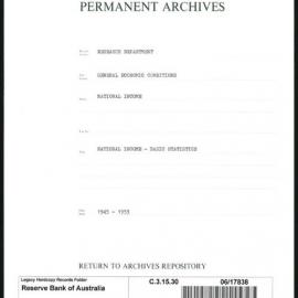 Research Department - General Economic Conditions - National Income - Basic Statistics - 1945 - 1954