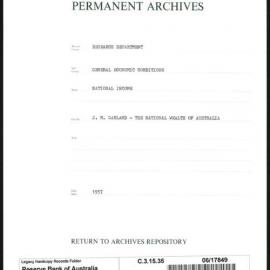 Research Department - General Economic Conditions - National Income - "The National Wealth of Australia" by JM Garland and RW Goldsmith - Papers Presented to the International Association for Research Conference into Income & Wealth, 19-25 August 1957