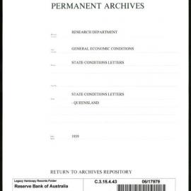 Research Department - General Economic Conditions - State Conditions Letters - Queensland - 1959