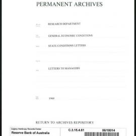Research Department - General Economic Conditions - State Conditions Letters - To Managers - 1960