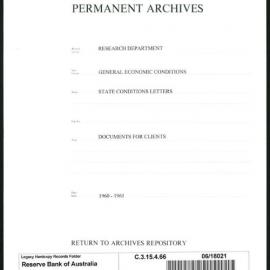 Research Department - General Economic Conditions - State Conditions Letters - Documents for Clients - 1960 - 1961