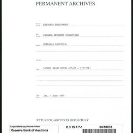 Research Department - General Economic Conditions - Overseas Countries - London Diary Notes 4/1/1961 - 31/12/1961 - File 1 - January - June 1961
