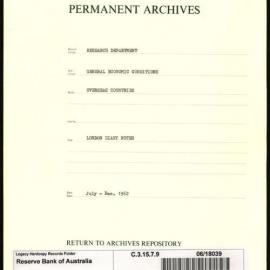 Research Department - General Economic Conditions - Overseas Countries - London Diary Notes - July - December 1962