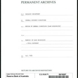 Research Department - General Economic Conditions - Review of General Conditions (Bank Economists) - Meeting of the Bank Economists - Final Document - April 1959