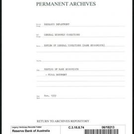 Research Department - General Economic Conditions - Review of General Conditions (Bank Economists) - Meeting of the Bank Economists - Final Document - November 1959