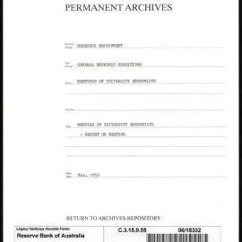 Research Department - General Economic Conditions - Meetings of the University Economists - Report on the Meeting - March 1959