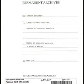 Research Department - General Economic Conditions - Meetings of the University Economists - Report on the Meeting - November 1959