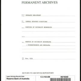Research Department - General Economic Conditions - Meetings of the University Economists - Correspondence & Memoranda - November 1959