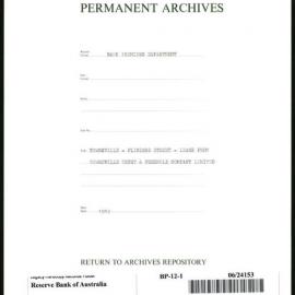 Bank Premises Department - Townsville - Flinders Street - Lease from Townsville Trust and Freehold Company Limited - 1912